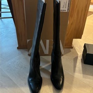 ZARA leather knee high boot